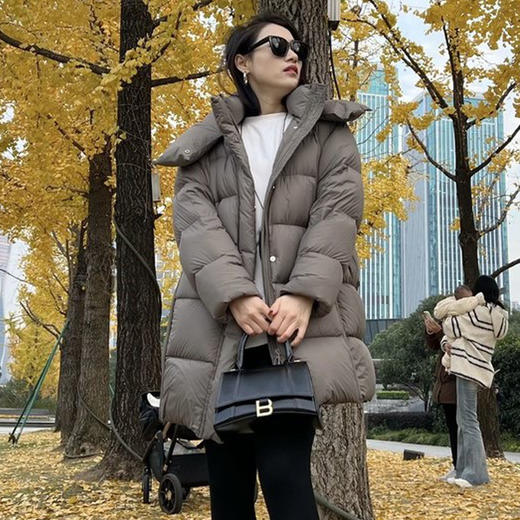 丁摩 90白鹅绒女中长款高充绒量羽绒外套0027 商品图0