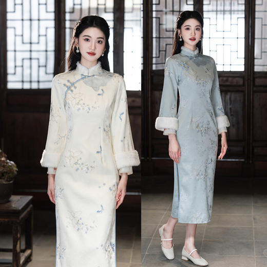 SKY 3125211新中式国风旗袍连衣裙复古刺绣加绒改良日常旗袍 商品图0