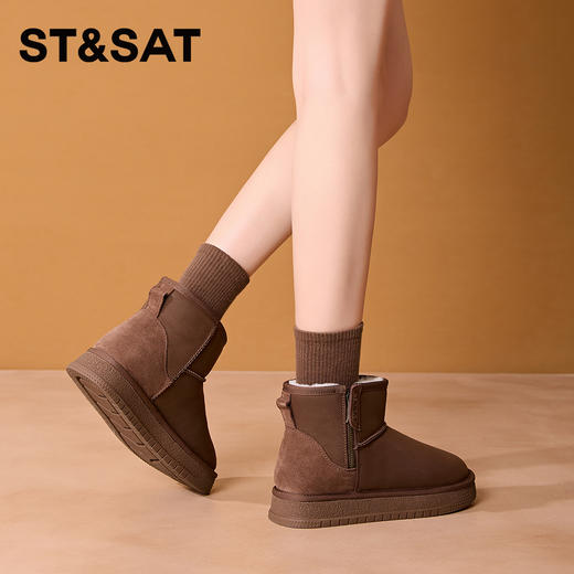 星期六复古保暖舒适厚底雪地靴SSC4118E22 商品图1