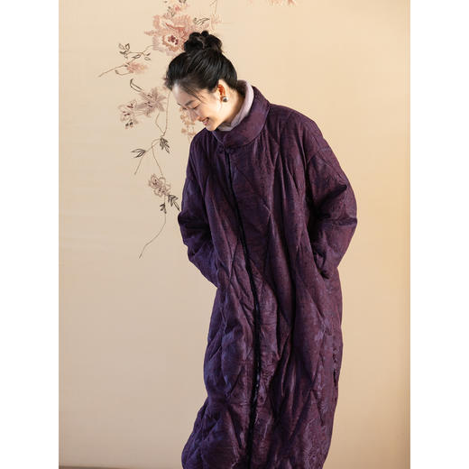 牧衣游原创 丝麻棉提花95级高蓬松红嘴雁绒长羽绒服女加厚 雪留踪 商品图3