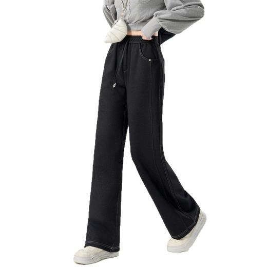 百媚生 加绒加厚含蚕丝羊毛弹力针织软牛仔阔腿裤822 商品图4