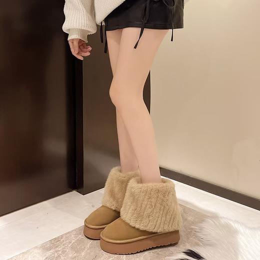 2025秋冬牛皮新款雪地靴厚底圆头毛毛裤脚靴矮子乐休闲百搭女雪地靴 商品图5