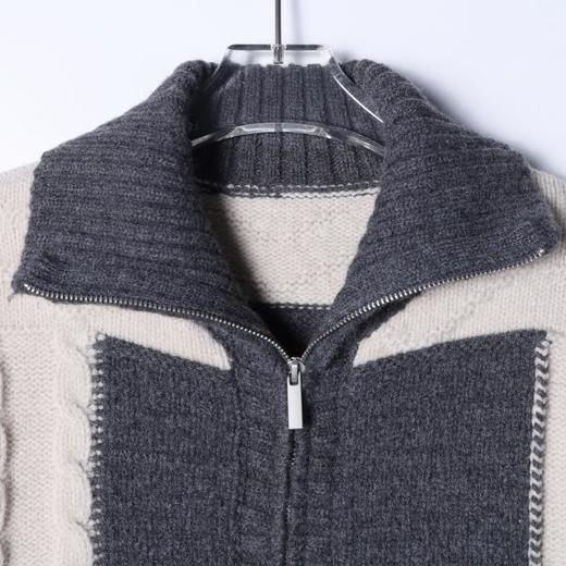 22538SDSA男士秋冬新款痞帅男装潮牌撞色纽花拉链翻领开衫毛衣百搭时尚 商品图2