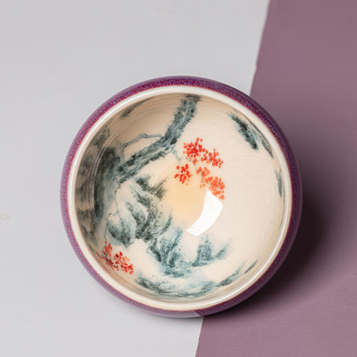 问鼎钧瓷梦鼎鹅黄青花平口杯(野春) 商品图2