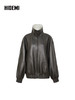 HIDEMI 进口西班牙胎羊皮极简立领短款夹克外套正反两穿廓形皮衣 商品缩略图7