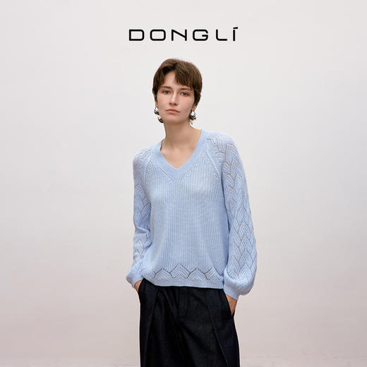 东黎 • 你本珍贵 山羊绒女士秋季麻花V领套衫 WSR-20S53 商品图5
