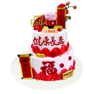 J11多福多寿（链接是单层价格，双层蛋糕图仅供参考，如需双层请与门店沟通）