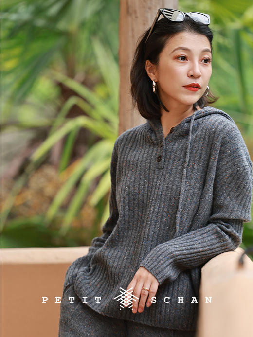 PETIT SCHAN小闪 CLO#944 Jelly beans 糖豆 纯羊毛彩点抽绳连帽套头衫 商品图2