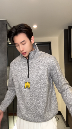 26T8792SDSA秋冬新款痞帅男装时尚半拉链立领卫衣百搭下摆设计百搭时尚