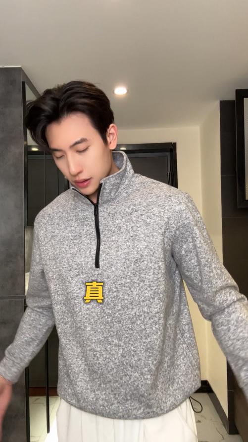 26T8792SDSA秋冬新款痞帅男装时尚半拉链立领卫衣百搭下摆设计百搭时尚 商品图0