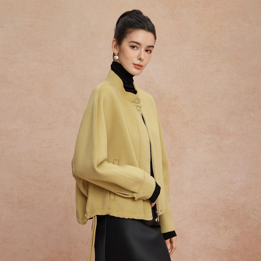 QH905斯尔丽25新款含山羊绒宽松版时尚减龄经典小立领双面呢羊毛大衣 商品图11