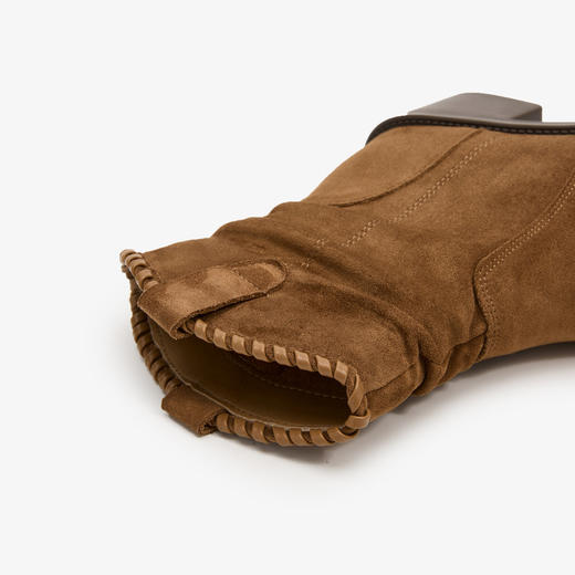 西遇复古西部牛仔靴女新款秋冬美拉德马丁靴棕色粗跟短靴子V2257291 商品图5