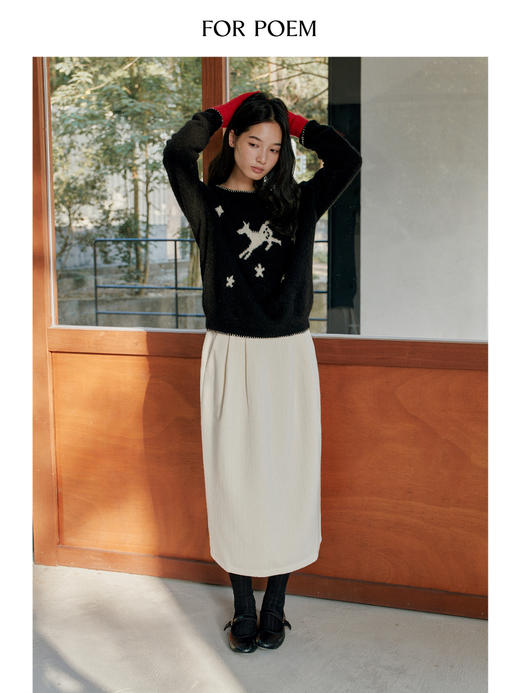 ForPoem 25/FW 原创设计新年马年系列羊毛羊驼套头毛衣内搭针织衫 商品图3