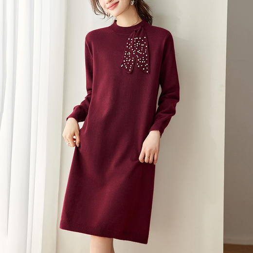 CC 8935连衣裙小众中长款毛衣裙气质显瘦打底裙洋气 商品图0