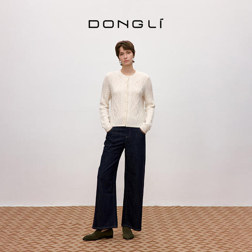 东黎 • 你本珍贵 山羊绒女士秋季圆领加珍珠钻开衫 5421 商品图2