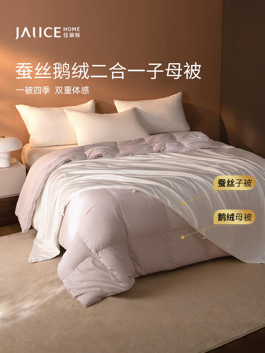 佳丽斯蚕丝羽绒子母被二合一拉链款冬被95白鹅绒被子被芯四季通用 商品图4