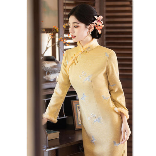 SKY 23083提花刺绣长款旗袍时尚改良新中式日常旗袍裙 商品图0