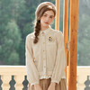Famecoco范可儿花农诗人假两件棉麻衬衫女士秋款长袖开衫衬衣F225AB007 商品缩略图0