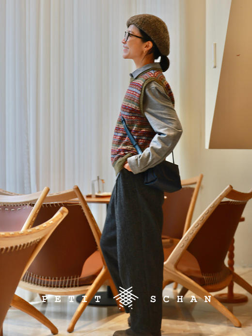 PETIT SCHAN小闪 CLO#381 British romance 英式浪漫 纯羊毛特种花式纱休闲萝卜西裤 商品图2