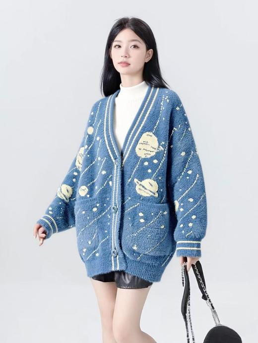 1200g 这也太厚实了！！ 不起球！高克重仿水貂绒开衫中长款针织开衫-喜出 商品图0