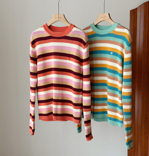 多巴胺Acne彩虹条纹笑脸标毛衣11.1 商品图3
