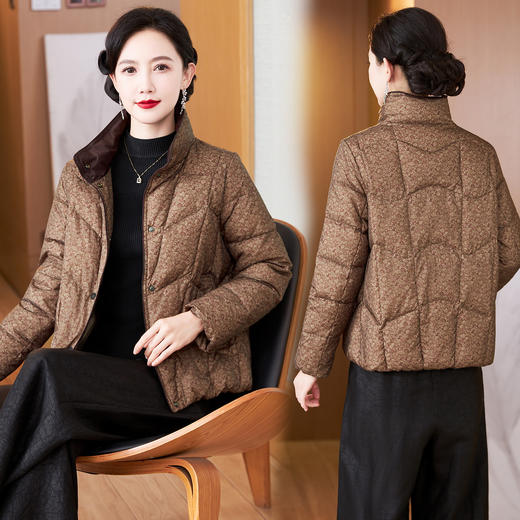 TC 621685洋气羽绒服复古立领加厚保暖白鸭绒外套 商品图0