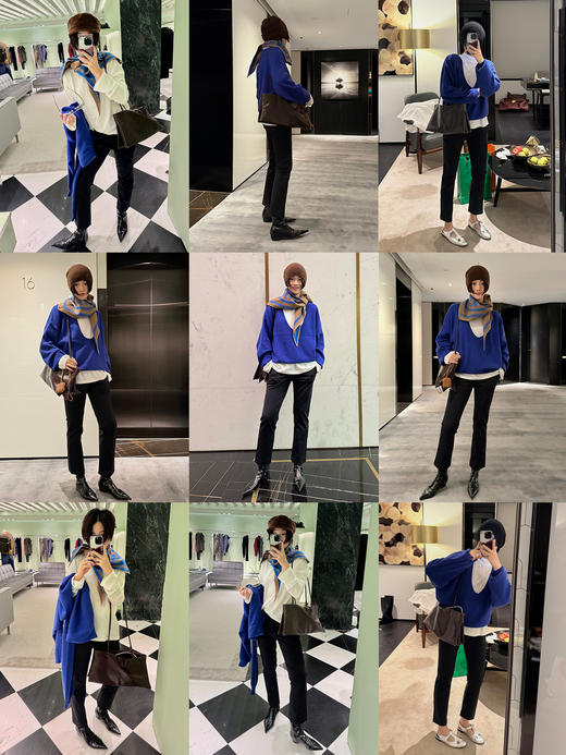 HIDEMI 进口澳洲美利奴羊毛U型领刺绣logo套头针织衫毛衣叠穿神器 商品图1