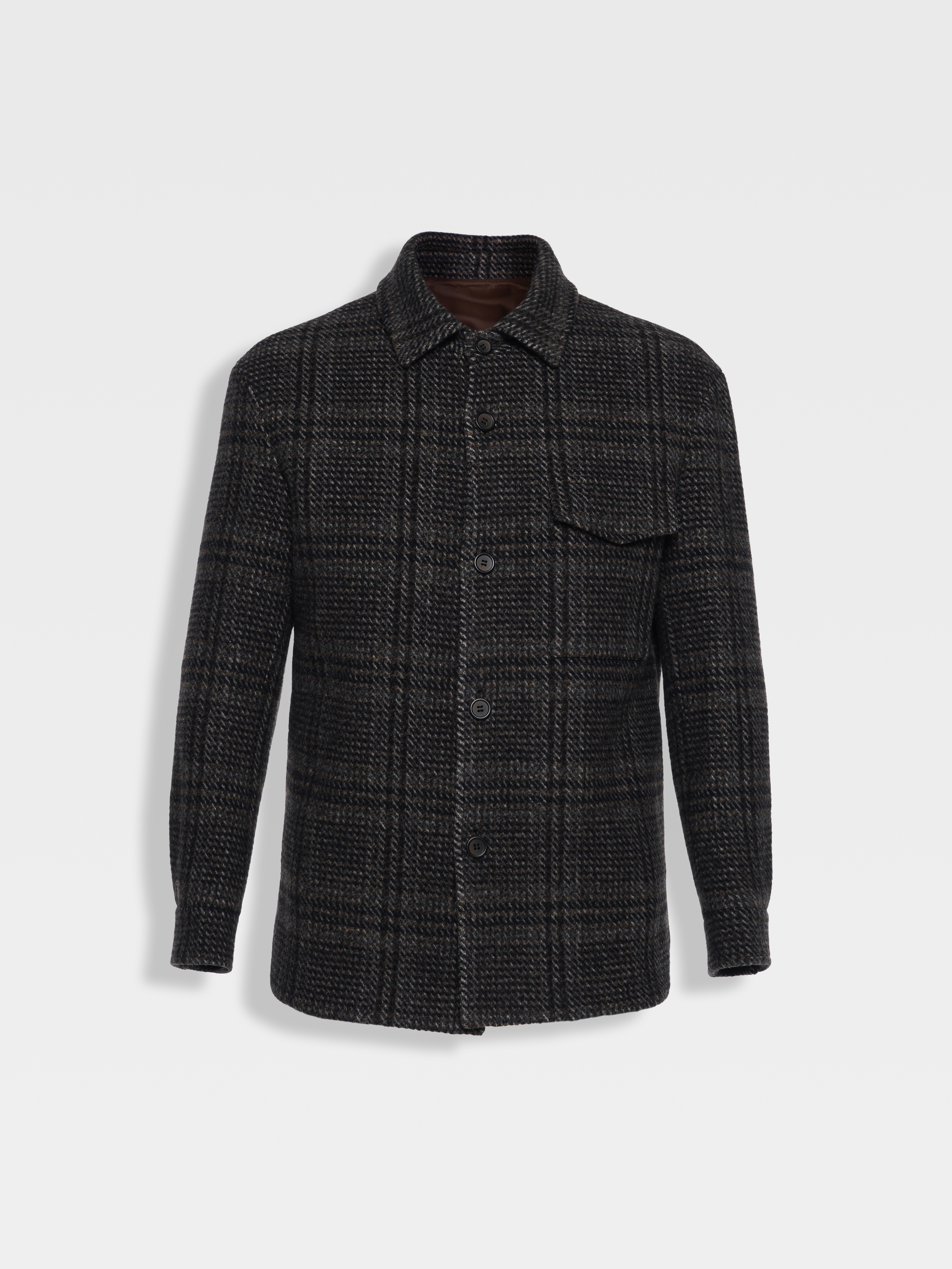 callisto咖色绵羊毛格纹外套