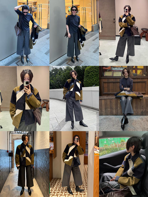 HIDEMI 进口西班牙小羊皮松紧腰阔腿裤九分皮裤 商品图1