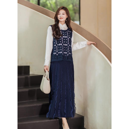 【林栖设计小店】（现货）镂空毛织马夹多色优雅百搭肌理感2025秋冬新款无袖上衣女G1954258 商品图0