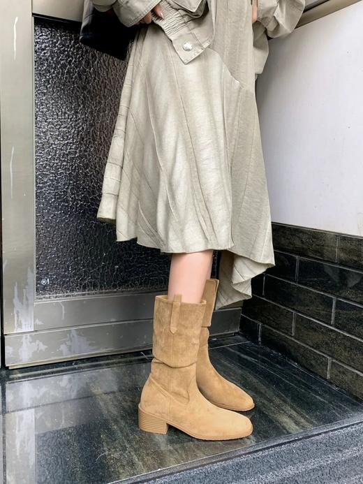 YiLuoShan复古方头粗跟堆堆靴 | 明星同款，随意堆堆的松弛感，小个子姐妹放心冲 商品图4