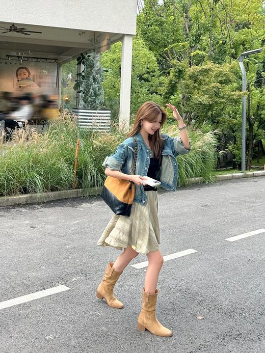 YiLuoShan复古方头粗跟堆堆靴 | 明星同款，随意堆堆的松弛感，小个子姐妹放心冲 商品图1