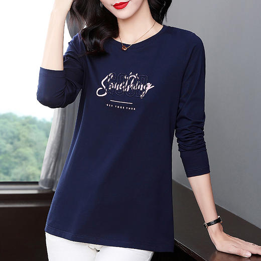 中长款打底衫女春秋季2026新款大码女装纯棉长袖t恤宽松显瘦上衣 商品图3