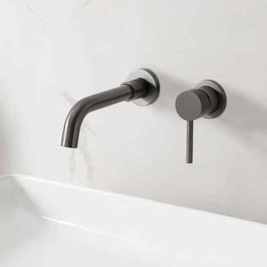 6124入墙铜冷热面盆龙头A款（带预埋盒）-水渡枪灰 商品图0
