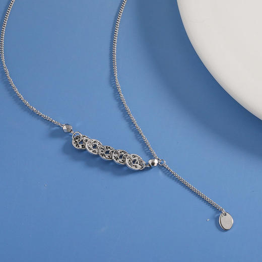 【宏艺珠宝】招财铜钱·银s925项链 商品图1