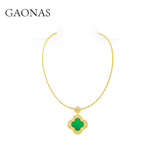GAONAS  女士贵气绿花金色项链11681DG 商品图1