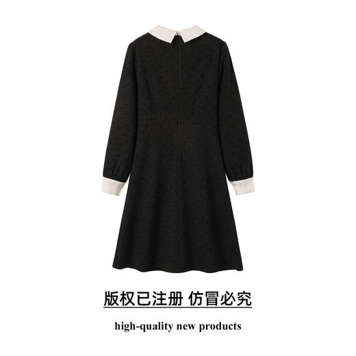 大码娃娃领波点连衣裙女胖妹妹复古赫本风小黑裙秋冬A字裙9954853940 商品图1