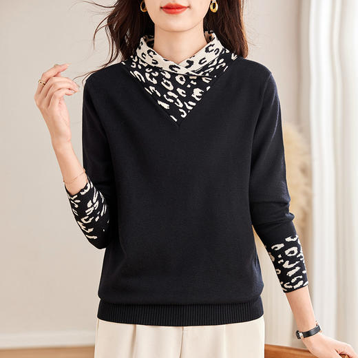 黑色半高领毛衣女秋季高级感洋气打底衫内搭套头上衣新款大码女装 商品图3