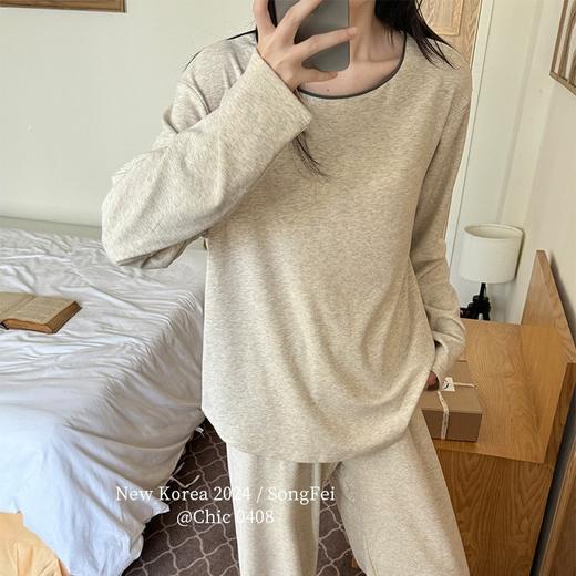 秋季加厚棉羊绒圆领套头长袖套装 宽松舒适弹力家居服可外穿两件套 商品图2