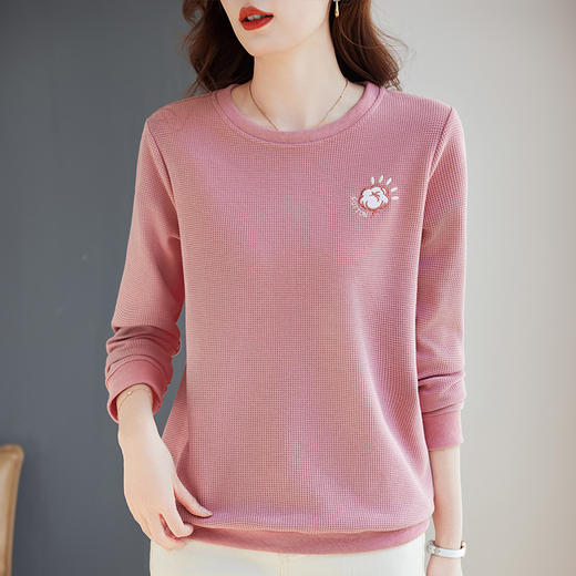 圆领卫衣女2026年新款春秋季长袖t恤上衣胖mm大码宽松洋气打底衫 商品图4