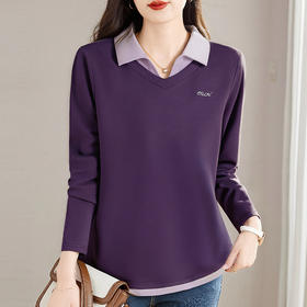 假两件长袖t恤女士2026新款秋季大码女装时尚洋气polo衫上衣外穿