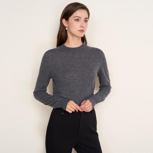 EITIE爱特爱纯色简约半高领舒适柔软羊毛2025秋季新款针织衫C2501808 商品图6