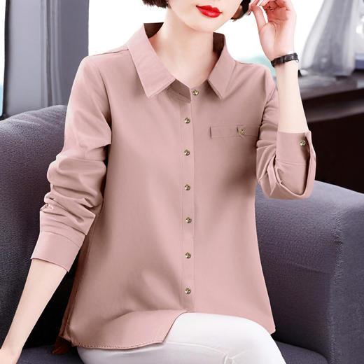 纯棉衬衫女春秋2026年新款休闲外套减龄女士长袖翻领衬衣大码上衣 商品图4