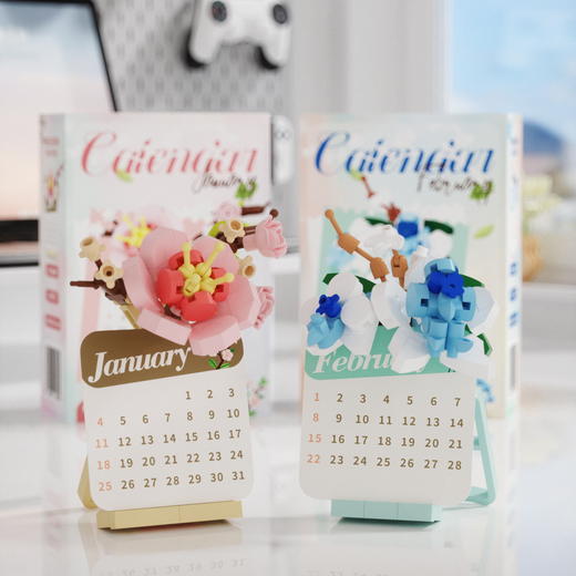 【2026花卉积木日历】十二月永生花卉桌面日历摆件拼装积木 商品图3