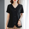 v领黑色短袖t恤女士夏季新款大码女装纯棉体恤衫洋气今年流行上衣 商品缩略图2