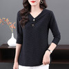 长袖t恤女春秋2026年新款大码女装V领打底衫中年妈妈宽松显瘦上衣 商品缩略图3