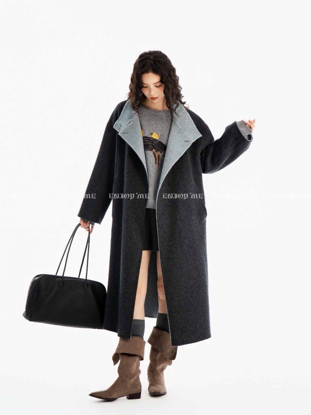 【门店同款】ENJOY冬季“暖冬知性”立领双面羊绒大衣 167695511