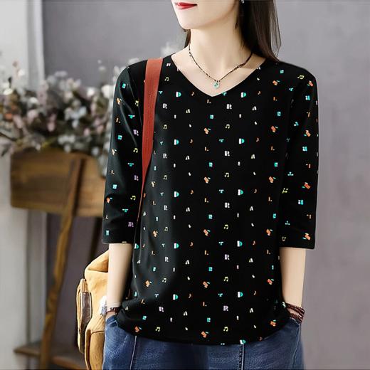 大码七分袖上衣女夏季2026年新款女装短袖妈妈宽松纯棉中袖t恤女 商品图3