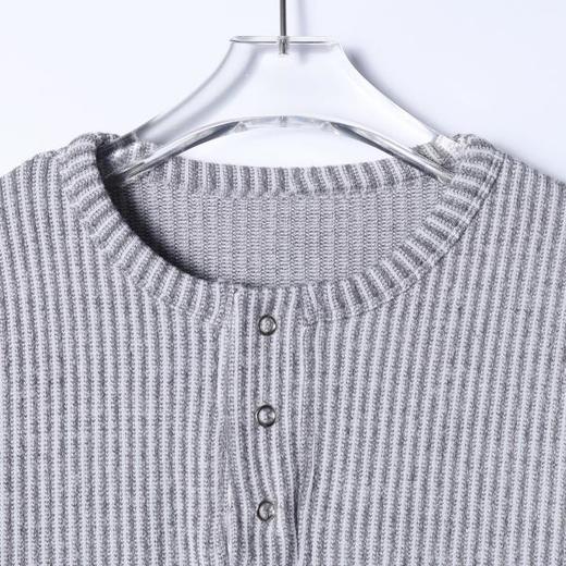 SDSA秋冬新款痞帅男装简约撞色竖纹按扣圆领毛衣百搭套头针织衫 商品图2