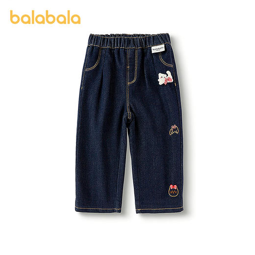 巴拉巴拉女童牛仔裤直筒裤秋冬2025新款长裤绣花洋气 商品图4